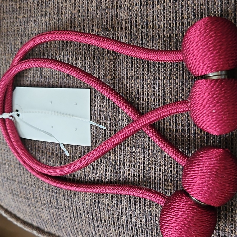 Pair Of Magnetic Dark Red Or Maroon Curtain Ties